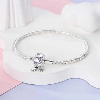 925 Sterling Silver Charm Bracelet - Leaf, Clover, Butterfly & Heart Design | 17-20cm Adjustable