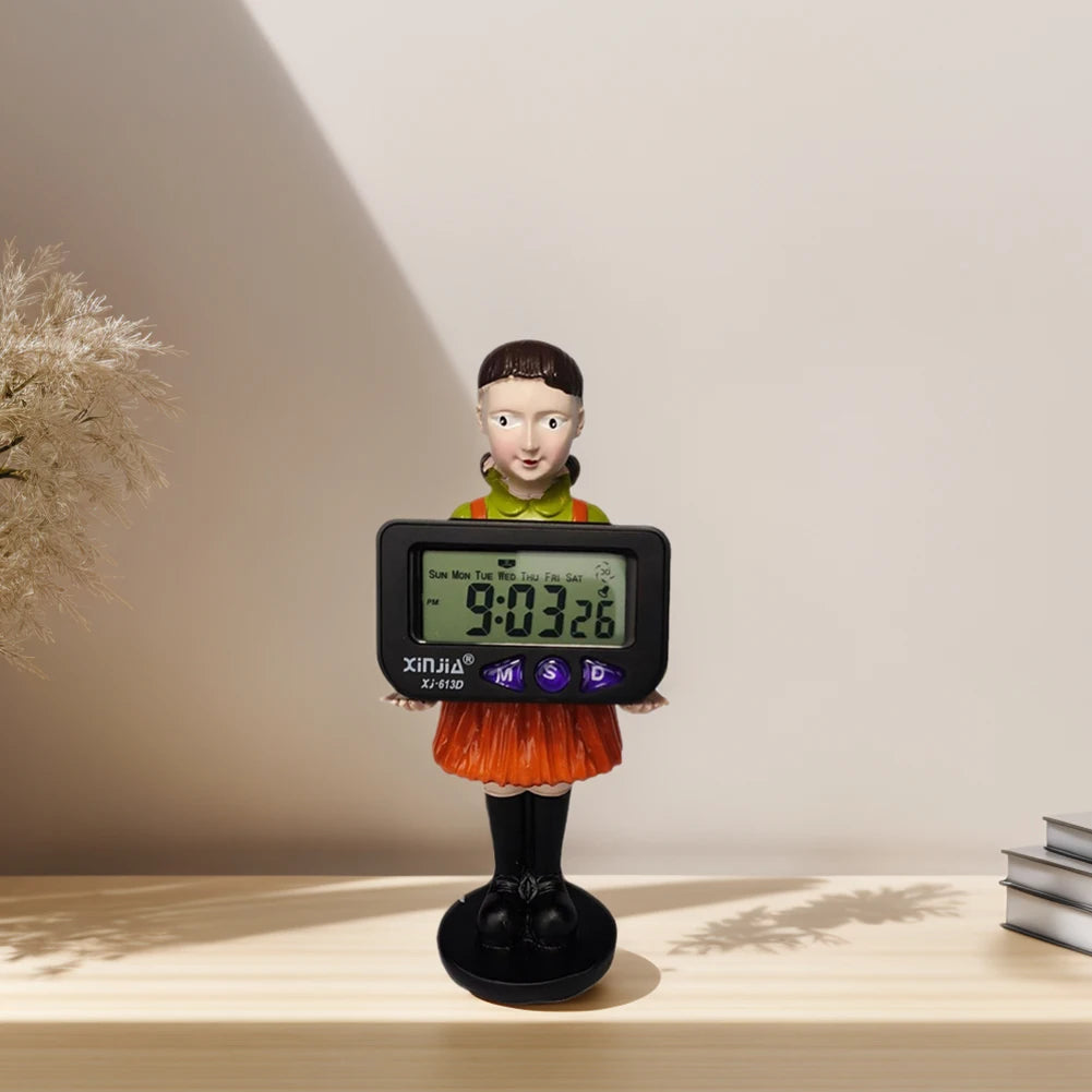 Korean Movie Resin Doll Game Accessories Digital Clock Desktop Decoration Bedroom Electronic Alarm Clock for TV Drama Fans