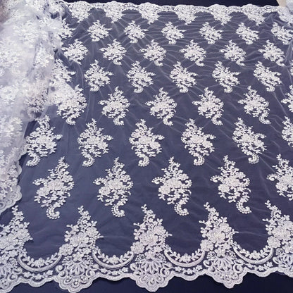 White African Lace Fabric 2025 Embroidered Nigerian Lace Fabric High Quality Cord lace French Tulle Fabric Wedding L-W006A