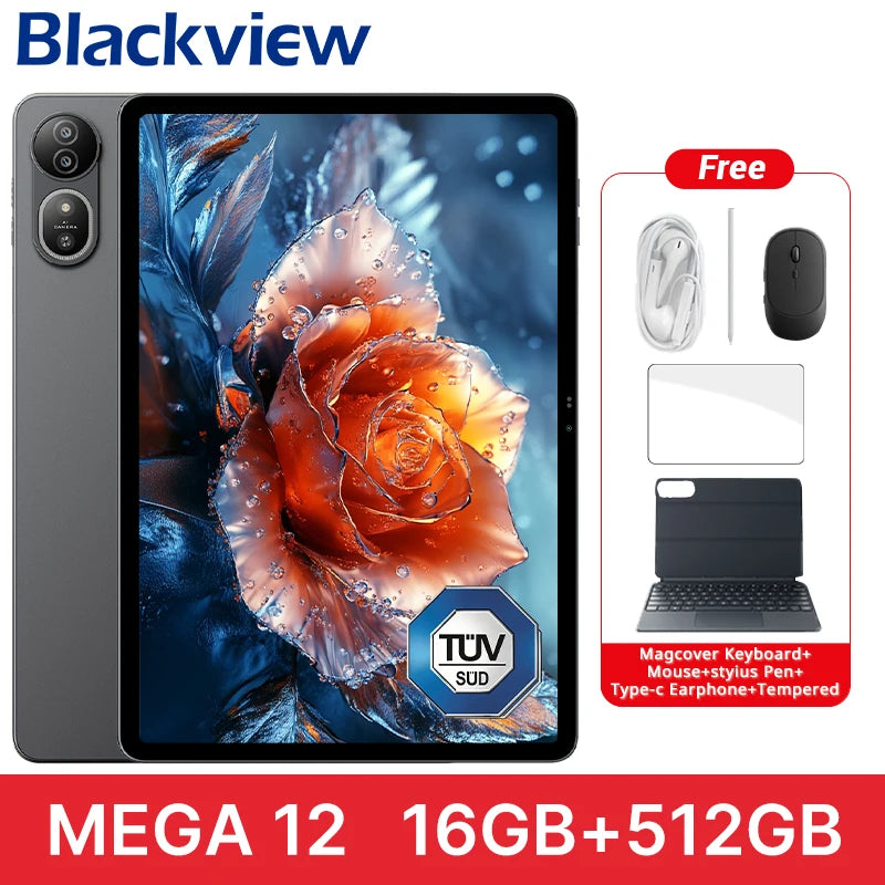 【World premiere】Blackview MEGA 12 Tablet 5G 12.2" 2.4K 120Hz Display Dimensity 7200 CPU IP69K Waterproof 50MP 10000mAh Pad PC