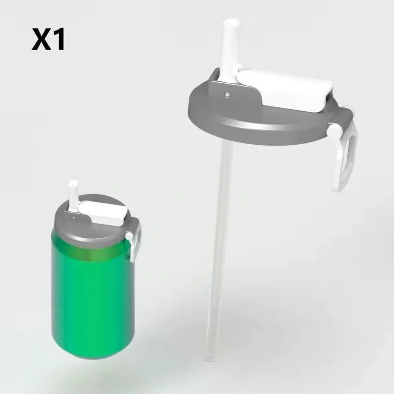 1pc Travel Soda Lid With Straw Reusable Silicone Lid for Standard Beverage Cans for Picnic Portable Juice Bear Straw Cap