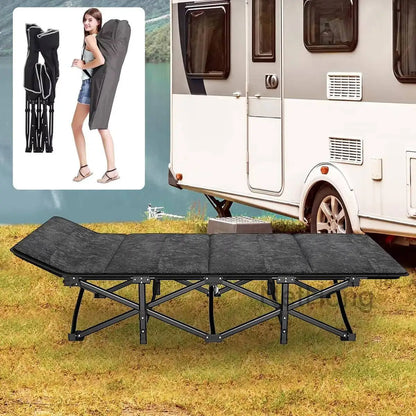 Cot Heavy-Duty Portable Camping Folding Sleeping Bed With Mattress