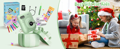 Gofunly Kids Instant Print Camera 3.0" Mini Digital Camera 1080P Portable Video Recorder Gift For 6-12 Years Children