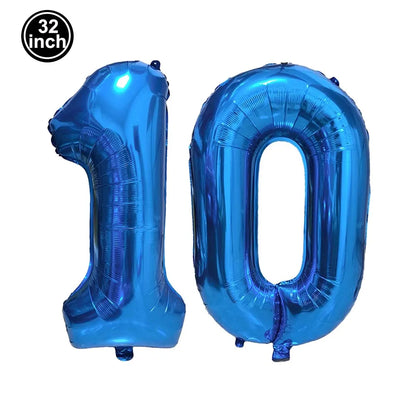 Number 10 Balloon 10 Digit Balloon Ten Blue Figure Green Globe 10th Birthday Big Large Red Pink Golden Black Colorful 32inch