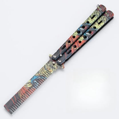 Folding Butterfly Comb for Men Portable Butterfly Training Comb Knife Foldable Trainer Pocket Flail Metal Knife Uncut Blade