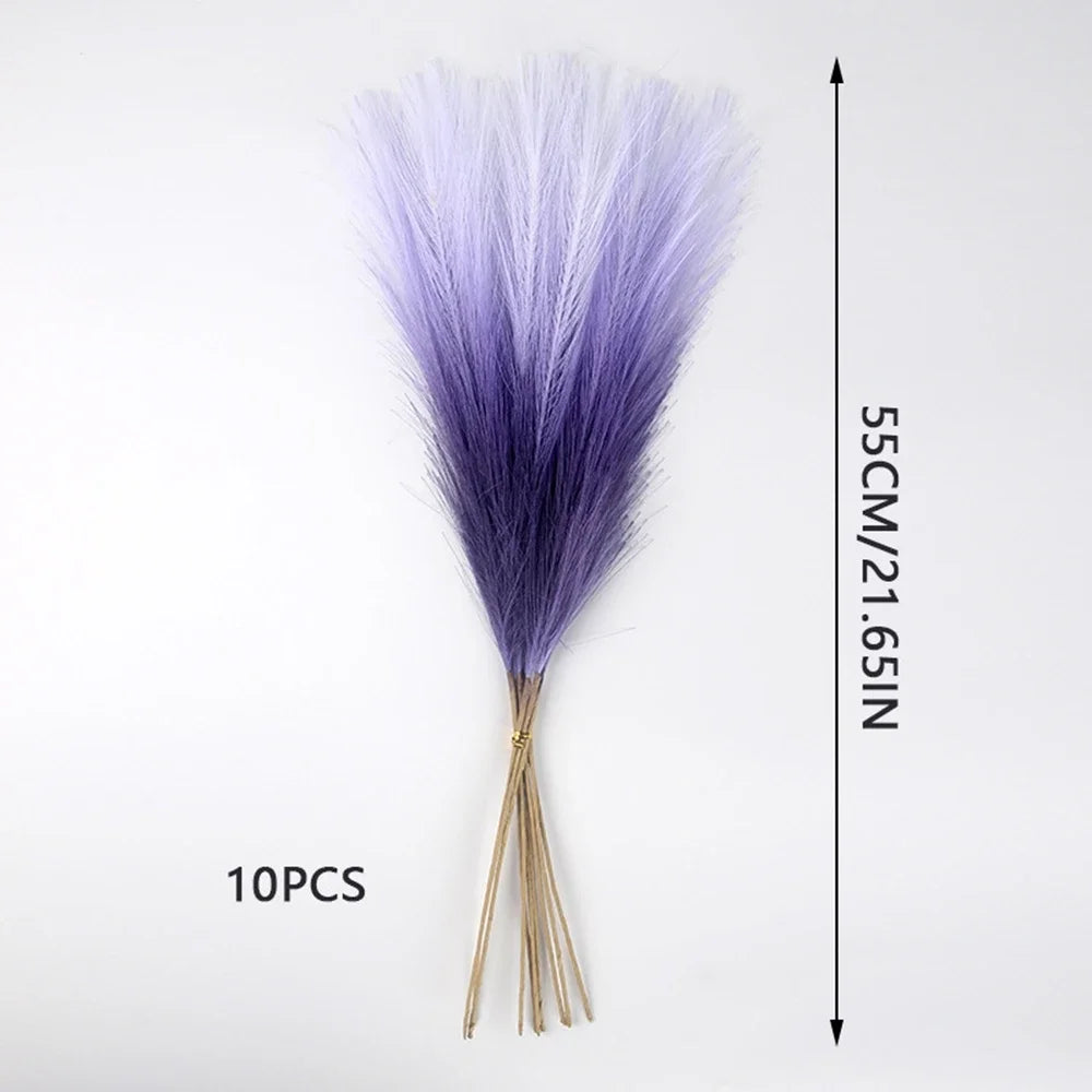 10pcs Artificial Pampas Grass Decor Flowers Fake Plant Reed forDIY Floral Table Arrange Flower Wedding Home Christmas Decoration