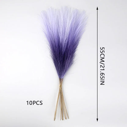 10pcs Artificial Pampas Grass Decor Flowers Fake Plant Reed forDIY Floral Table Arrange Flower Wedding Home Christmas Decoration