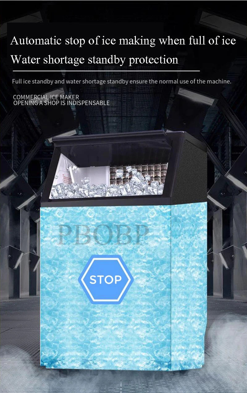 PBOBP 44lbs/24H Electric Ice Maker 11.5kg 25lbs Capacity LCD Control Panel Ice Making Machine for Shop Office EU Plug 220V