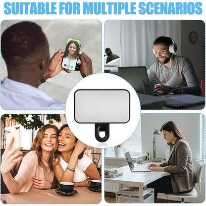 Mini Selfie Fill Light Rechargeable Adjustable Brightness Clip on 3 Mode Led Light for Mobile Phone PC Laptop Clip Filllight