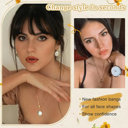 Women Clip-in Bangs Natural Wispy Forehead Hair Extensions Faux French Bangs Girls Straight Air Bangs Fringe Wig Hairpieces