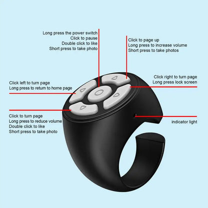 Wireless Fingertip Remote Control Ring Blue Tooth Scroller Page Turner Clicker For Mobile Phone Selfie Button Mobile Controller