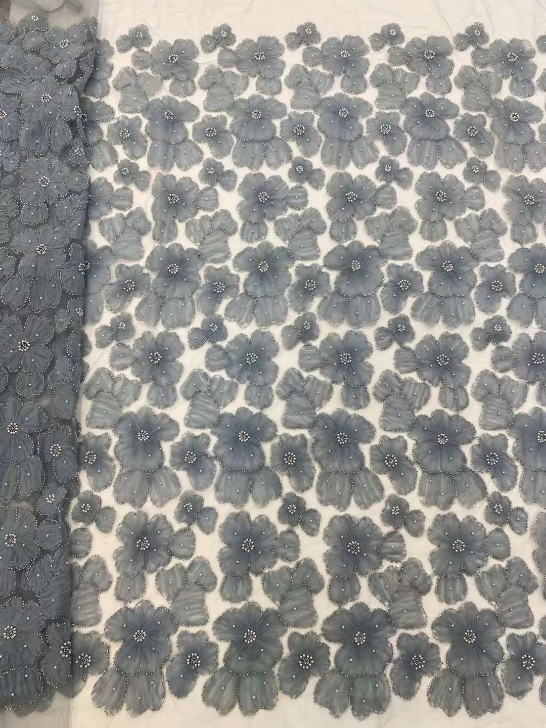 Dark Purple Panhua Bead Cord Embroidery + Sequin Embroidery Fairy Style Evening Dress Women’s Skirt Fashion Bead sewing 2 yard