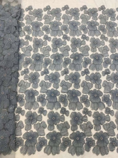 Dark Purple Panhua Bead Cord Embroidery + Sequin Embroidery Fairy Style Evening Dress Women’s Skirt Fashion Bead sewing 2 yard