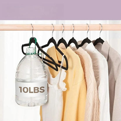 Non-Slip Suit Hanger, Velvet Prevents Movement and Slippage, Slim and Durable, Maximizes Wardrobe Space, Black/Gray - Pack of 20