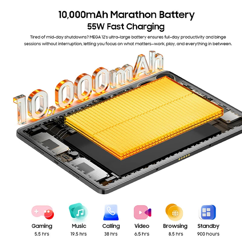 【World premiere】Blackview MEGA 12 Tablet 5G 12.2" 2.4K 120Hz Display Dimensity 7200 CPU IP69K Waterproof 50MP 10000mAh Pad PC
