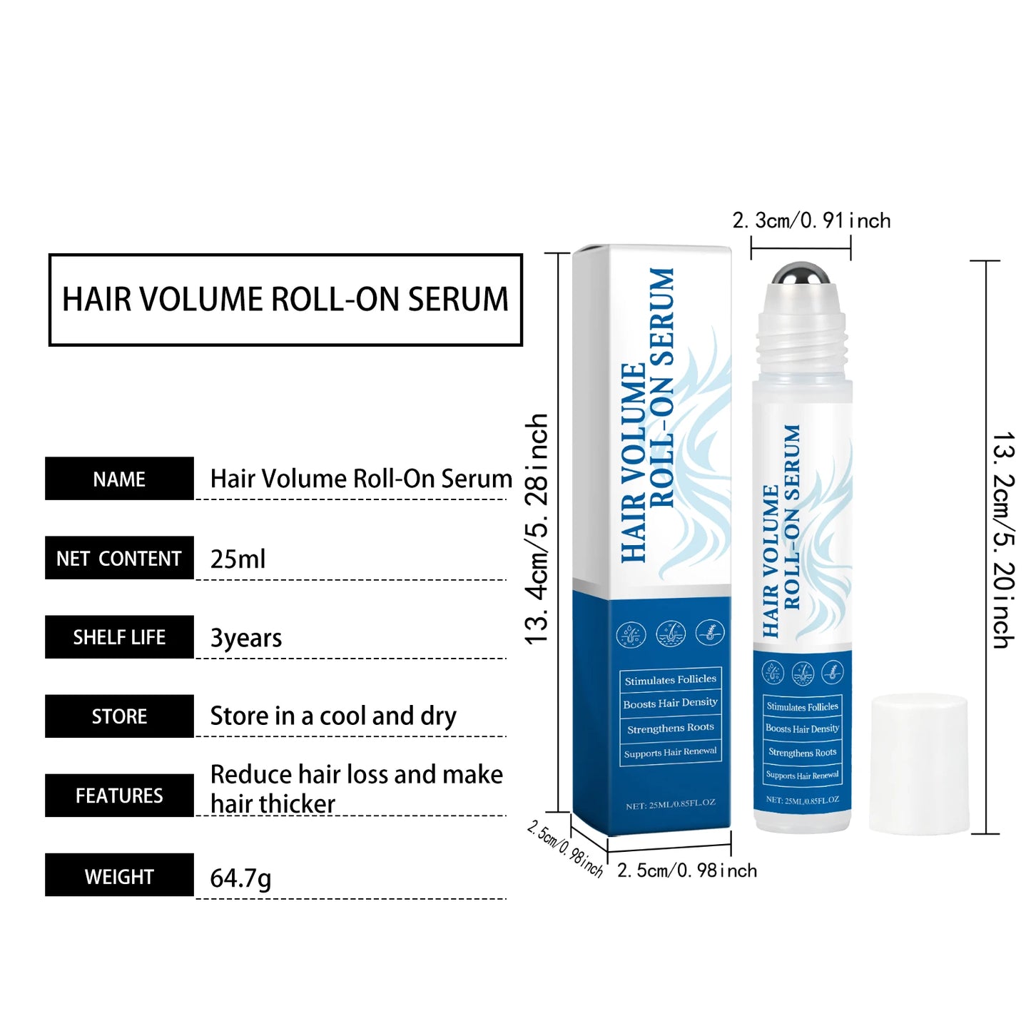 Rosemary Oil Dense Hair Essential Roller For Damaged Hair Care Treatment Smoothing Shiny Soften Hair Scalp Massage Serum