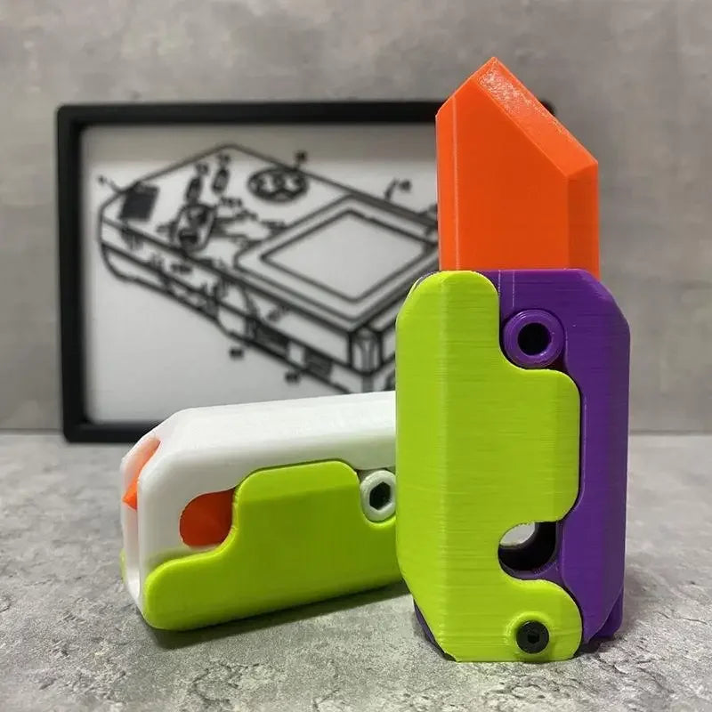 3D Printing Gravity Knife Toy Cub Jumping Small Radish Knife Fidget Toys Decompression Push Card Small Carrot Knife