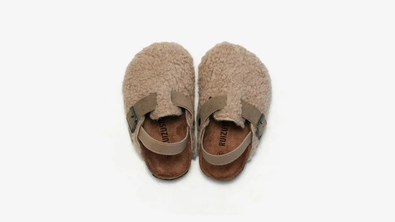 Kids Fleece Slippers - Warm Plush Clogs for Boys & Girls | Soft Sole Baby Shoes