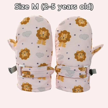 Kids Winter Ski Gloves - Waterproof Cartoon Mittens for Boys & Girls Age 4-6