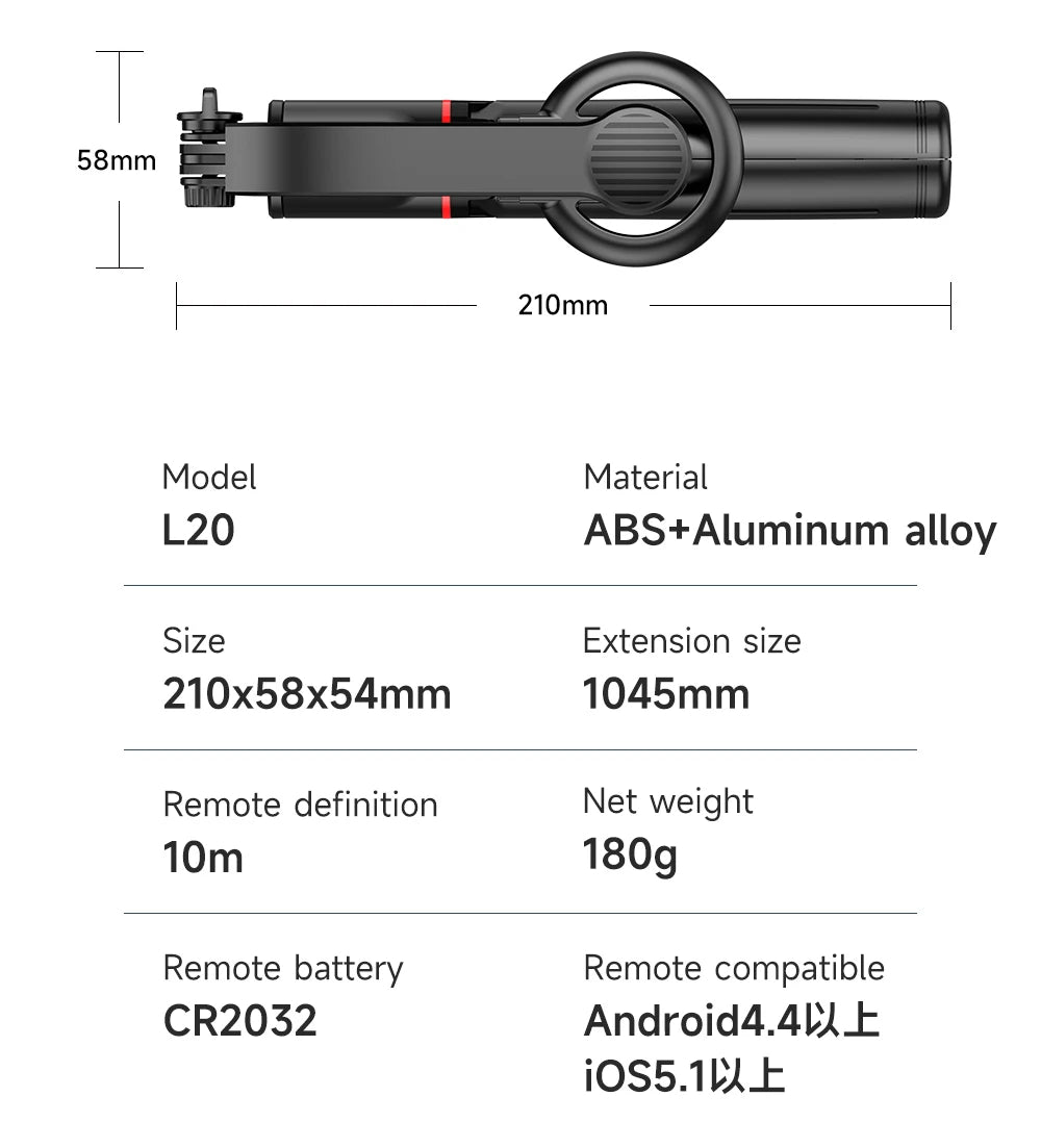 Magnetic Selfie Stick Tripod with Bluetooth Remote Magsafe Cellphone Stand for iPhone 14 13 12 Pro Max Vertical Shooting