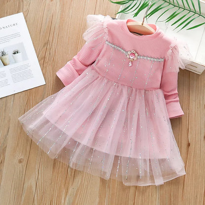 Girls Princess Dress Long Sleeve - Elegant Casual Dress for Kids 2-6 Years | Evening & Party Wear