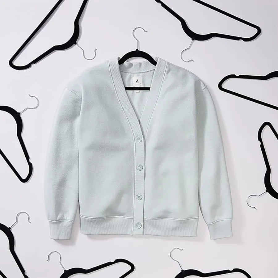 Non-Slip Suit Hanger, Velvet Prevents Movement and Slippage, Slim and Durable, Maximizes Wardrobe Space, Black/Gray - Pack of 20