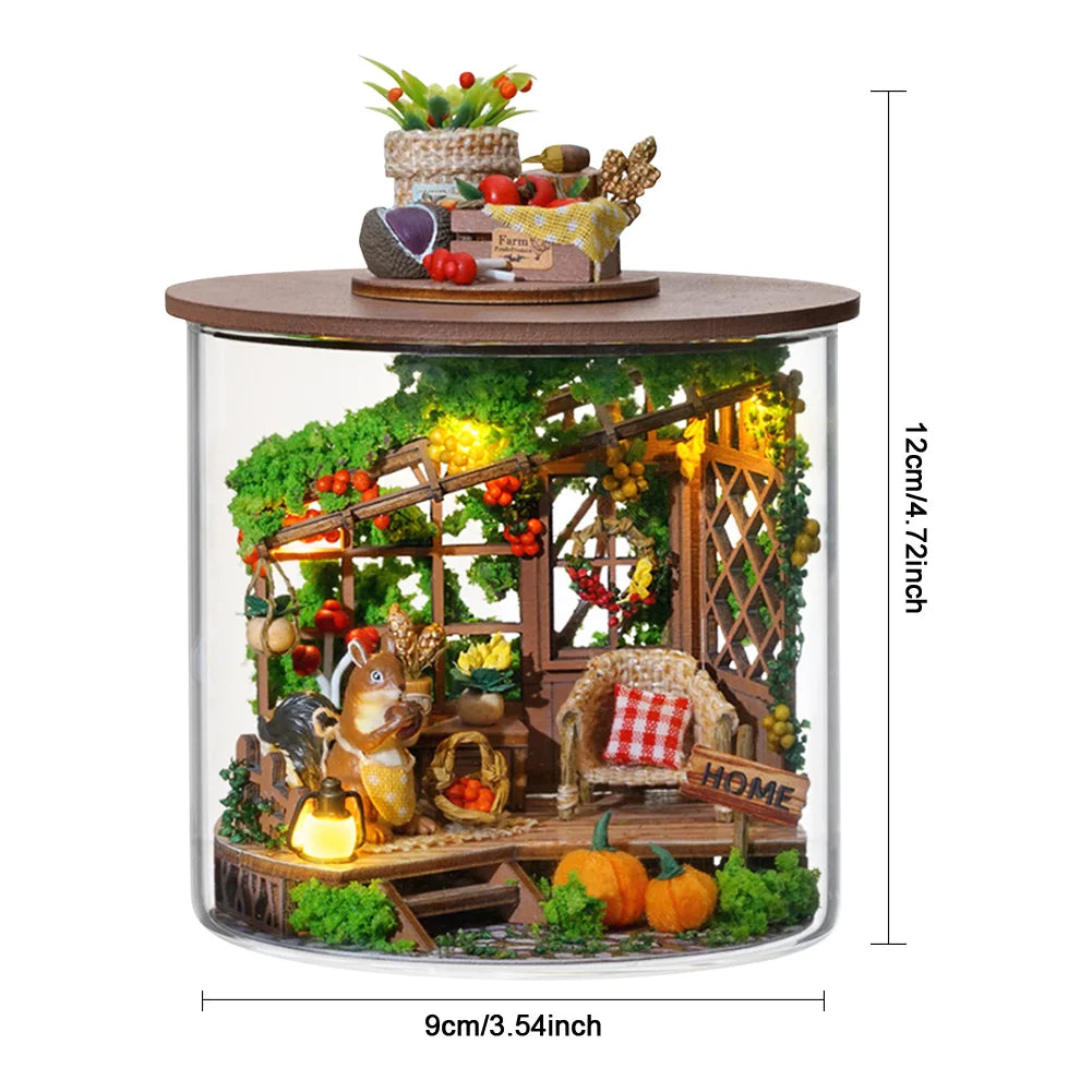 Dream Bottle Model Kit Wooden Mini Handmade Doll House Creative Miniature Room Models Toys Easter Gifts for Children