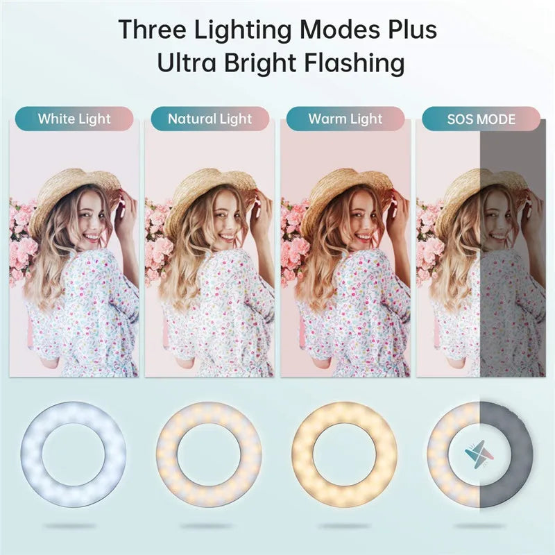 Upgrade 3200K-6500K LED Clip Ring Light 40 LED Lamp Selfie Fill Lights For iPhone Andriod Mobile Phone USB Charge Enhancing Lamp
