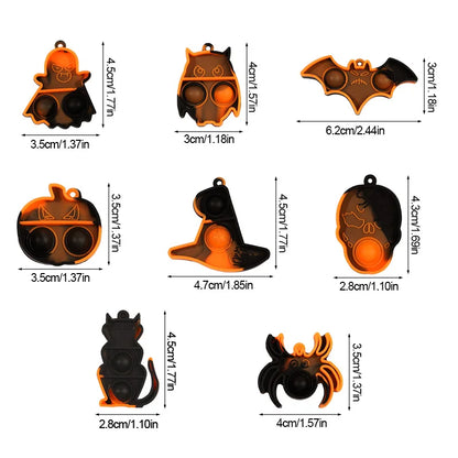 Halloween Fidget Toys Keychain - Mini Pop Pumpkin Spider Party Favors for Kids & Adults (10/20/30 Pack)