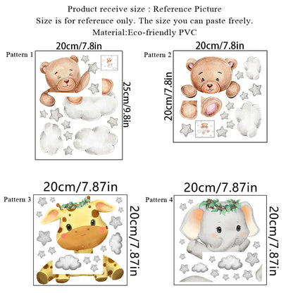 Cute Giraffe Bear Elephant Star Switch Sticker Kid Baby Bedroom Decoration Self-adhesive Home Decor Wallpaper Child Wall Decals