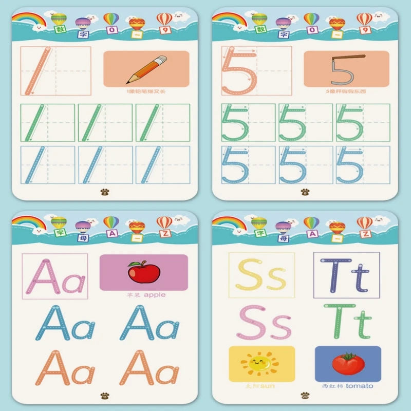 Children Magical Tracing Workbook Montessori Learning Educational Writing Toys Reusable Pen Control Training Copybook for Kids