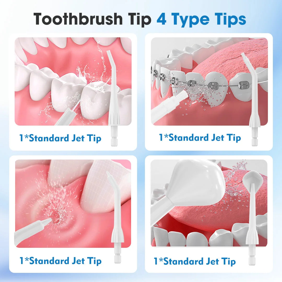 Sejoy C13 Home Oral Irrigator Water Dental Flosser Portable 4 Modes Cordless Rechargeable Waterproof Teeth Pick for Travel,White