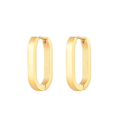 Classic Stainless Steel Hoop Earrings For Women Men Heart Star Oval Rectangle Round Triangle Gold Color Punk Hip Hop Jewelry