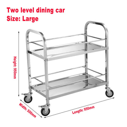 Stainless Steel Cart with Thickened Three Layers- Kitchen Utility Cart for Serving  Collecting Dishes Multi-functional Trolley