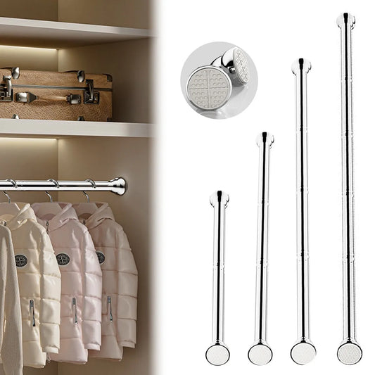 Telescopic Shower Curtain Extendable Wardrobe Rail Clothes Hanging Pole Rod