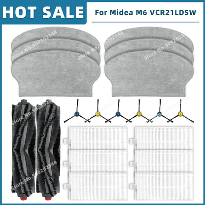 Compatible For Midea M6 VCR21LDSW / Eureka NER600 Replacement Parts Accessories Main Side Brush Filter Mop Cloth