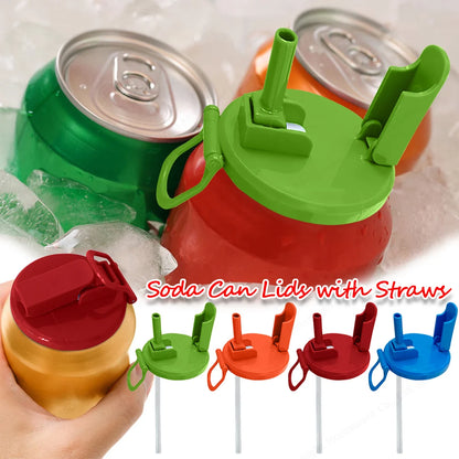 Colorful Soda Covers Reusable Silicone Soda Lids with Straws Bpa-free Covers for Standard Beverage Cans Jar Lid for Picnics