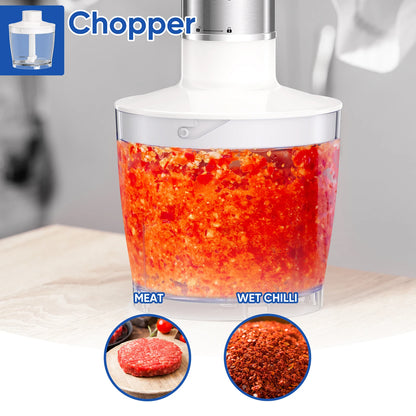 BioloMix 1000W 4-in-1 Immersion Hand Stick Blender Mixer Vegetable Meat Grinder 500ml Chopper Whisk 600ml Smoothie Cup