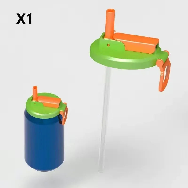 1pc Travel Soda Lid With Straw Reusable Silicone Lid for Standard Beverage Cans for Picnic Portable Juice Bear Straw Cap