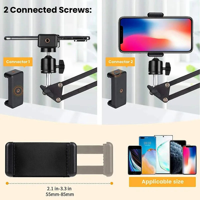 Roreta Flexible Arm Tripod For Phone Stand Table Folded Anchor Online Desktop Laptop Video Live Overhead Shot Photography