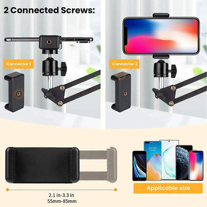 Roreta Flexible Arm Tripod For Phone Stand Table Folded Anchor Online Desktop Laptop Video Live Overhead Shot Photography