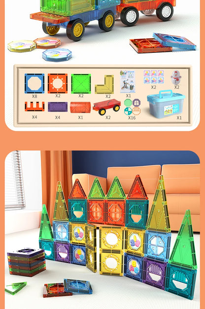 Magnetic Tile Marble Runway Toy Set STEM Educational Building Blocks for Boys and Girls Aged 3+, Great Birthday Gifts Christmas