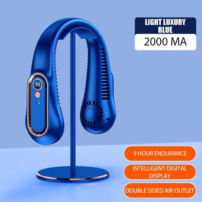 Portable Mini Hanging Neck Fan Bladeless Neckband Fan Digital Display Power Air Cooler USB Rechargeable Electric Fans Duct fan