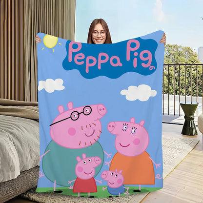 Cartoon Cute P-Pep-pa P-Pig Blanket Blanket for Couch Sofa Travel Home Hiking Picni Bed Beding Flannel Blanket birthday gift