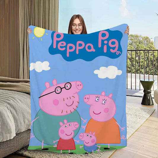 Cartoon Cute P-Pep-pa P-Pig Blanket Blanket for Couch Sofa Travel Home Hiking Picni Bed Beding Flannel Blanket birthday gift