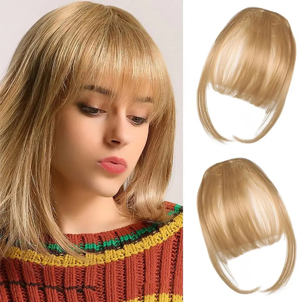 Women Clip-in Bangs Natural Wispy Forehead Hair Extensions Faux French Bangs Girls Straight Air Bangs Fringe Wig Hairpieces