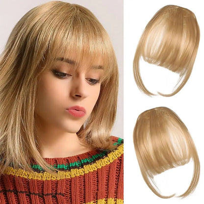 Women Clip-in Bangs Natural Wispy Forehead Hair Extensions Faux French Bangs Girls Straight Air Bangs Fringe Wig Hairpieces