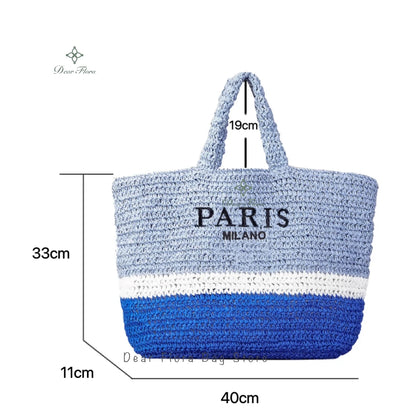 Women Summer Beach Vacation Fashion Straw Knitting Shoulder Bag Hollow Out Handwoven Handbag Portable Large Capacity Casual Tote