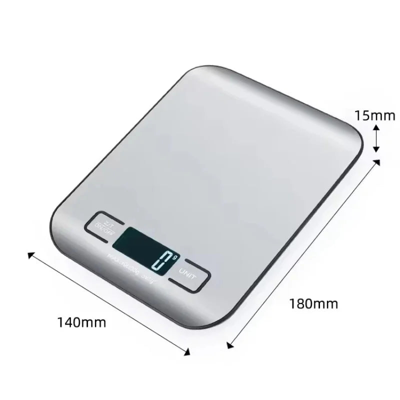 Digital Kitchen Scale 5kg/0.1g - Precision Food Scale with LED Display | Stainless Steel Weighing Scale for Cooking, Baking & Meal Prep