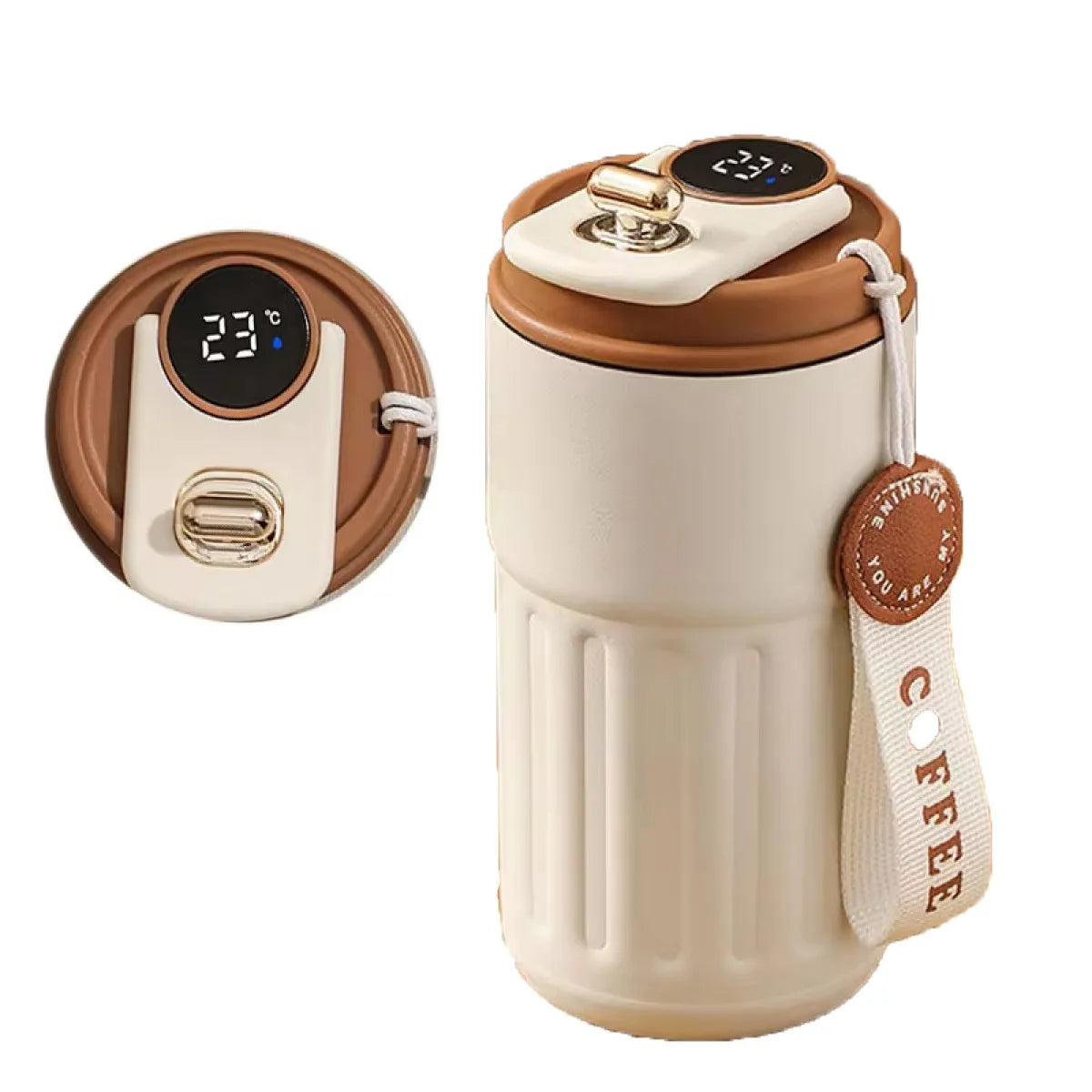 Travel Mug With Temperature Display, 304 Stainless Steel Vacumm Coffee Cups~
